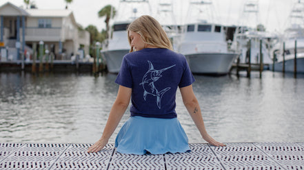 Navy Embroidered Marlin Tee